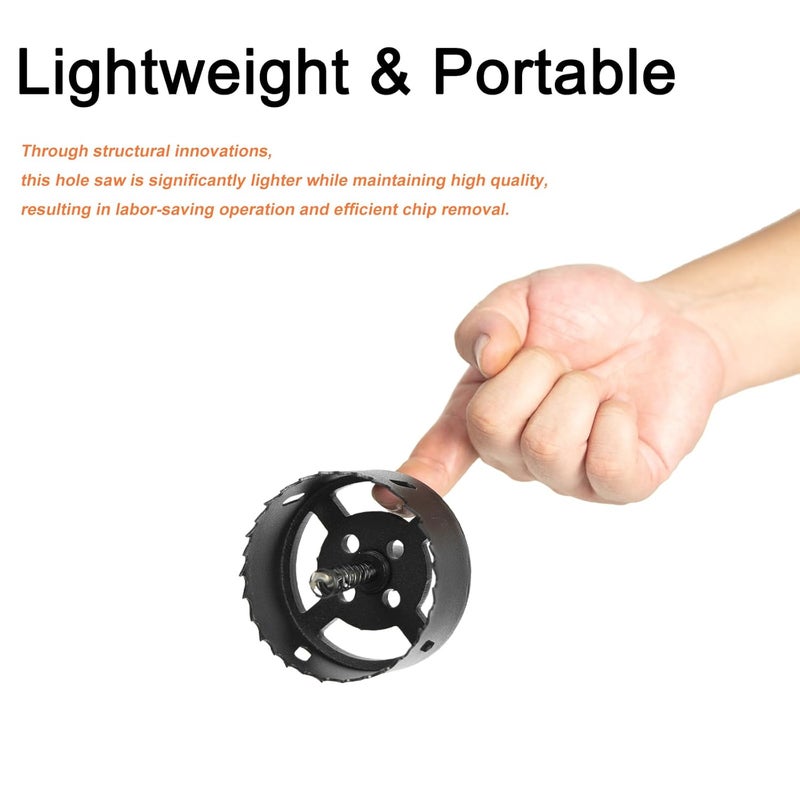 VIKITON 3-1/4 Inch Hole Saw with Arbor for Wood Metal Plastic, 3.25 in Bimetal Hole Cutter, Fast Chip Removal, Smooth Flat Drilling Edge, Lightweight & Portable (Black) - Image 2
